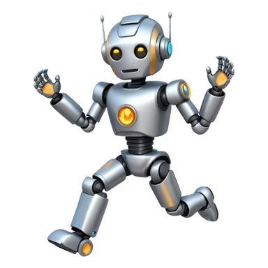 silver robot running sticker