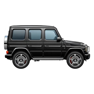 Mercedes G-Class SUV side view black color, in the style of Apple emoji sport utility vehicle, rounded, cartoonish, glossy, simple details sticker
