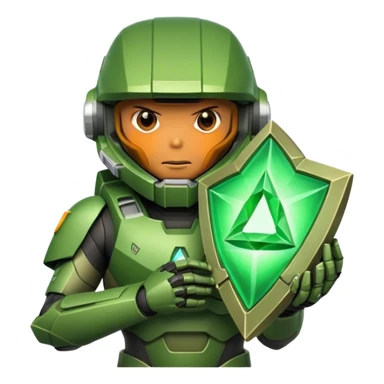master chief holding a green mystic hollow triangle sticker
