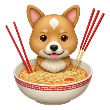 Dog eating ramen noodles sticker