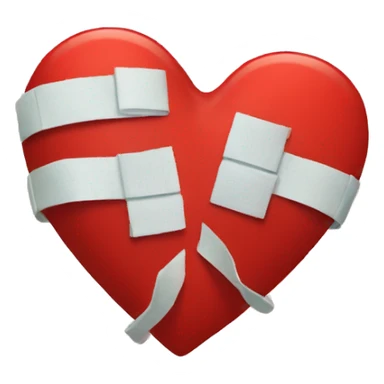 broken red heart with bandages around it sticker