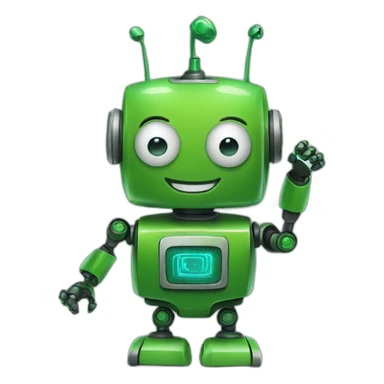 happy green robot sticker