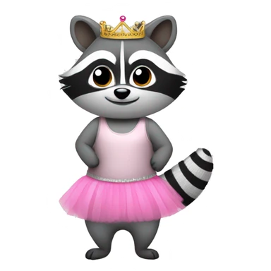Raccoon wearing a tutu and a tiara sticker