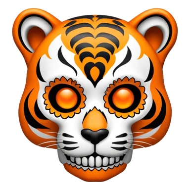 skeleton tiger face with Day of the Dead sugar skull decoration for Twitch emote sticker