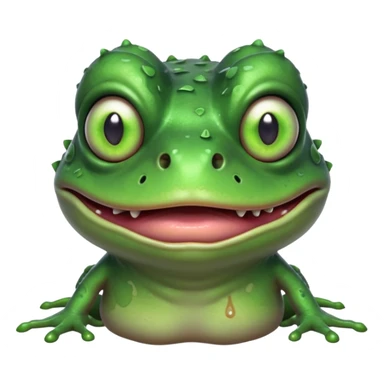zombie frog portrait, head and shoulders only, slimy undead skin, glowing green eyes, funny creepy look, 3D cartoon, mobile game icon style, clean background, no text, no watermark
 sticker