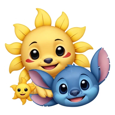 A cute Sun with a small cute stitch next to it from the movie lilo and stitch sticker