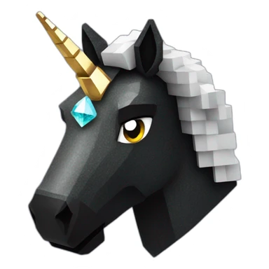 Minecraft Glitter Black Unicorn Head With Diamond Horn sticker