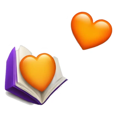 An open book with an orange and a purple heart above it. sticker