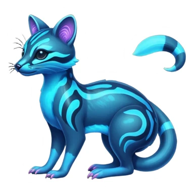 Exotic futuristic black blue dark galagctical bioluminescent translucent transparent lush warm-colored neon-glowing iridescent Fakémon-Fionbri-Vernid-Genet-creature sticker