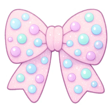 kpop bow with pastel beads and glitter, cute and trendy sticker