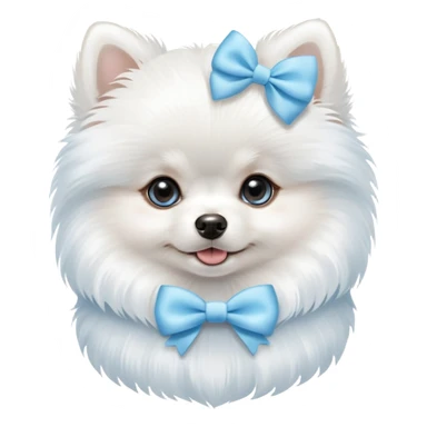 white Pomeranian puppy with baby blue bow  sticker