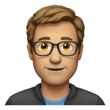 Mature man with short brown hair and glasses sticker