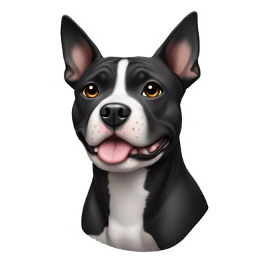 black and white american staffy with pointy ears sticker