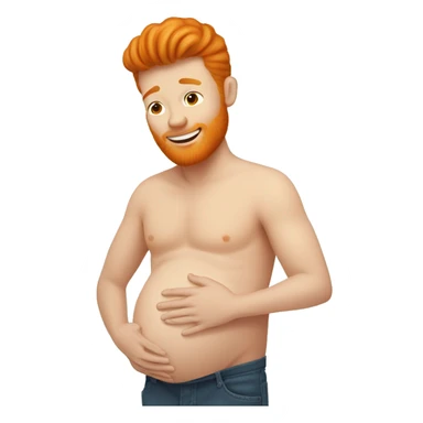 A ginger man who is pregnant and rubbing his belly  sticker