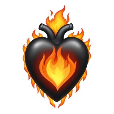 Black heart on fire sticker