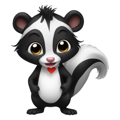 Skunk with a heart sticker