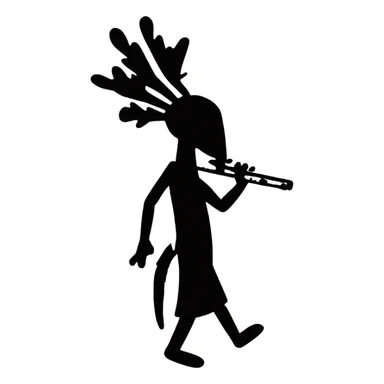 Navajo Kokopelli simple black with flute sticker
