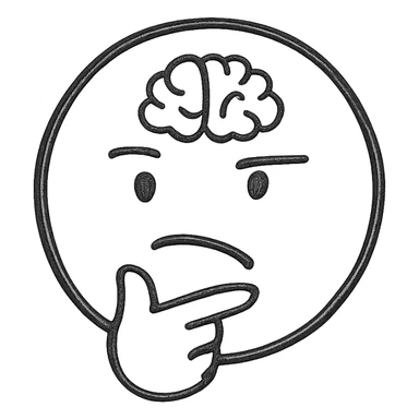 Minimalist thinking emoji, monochrome, clean and modern design, abstract brain symbol sticker