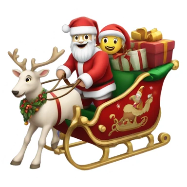 Santa Claus in his sleigh with rodolf leading the way sticker