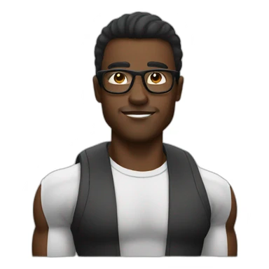 Black muscles man wearing glasses sticker