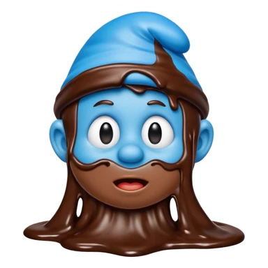 A blue Smurf covered in chocolate sticker