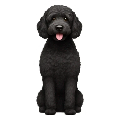 Black labradoodle doing downward dog yoga pose sticker