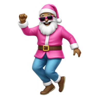 santa claus dressed in pink dancing with sun glasses sticker