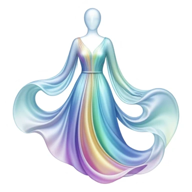 Ethereal flowing lines forming a clothing silhouette shape, abstract fluid style essence symbol, wardrobe identity flowing into form sticker