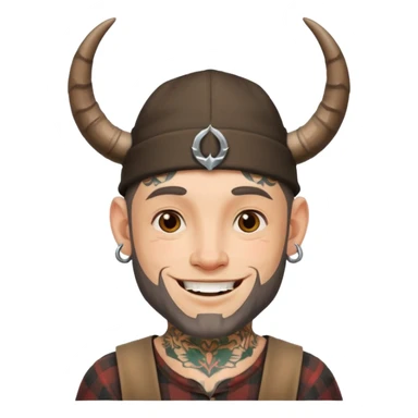guy with tattoos, hat and horns sticker