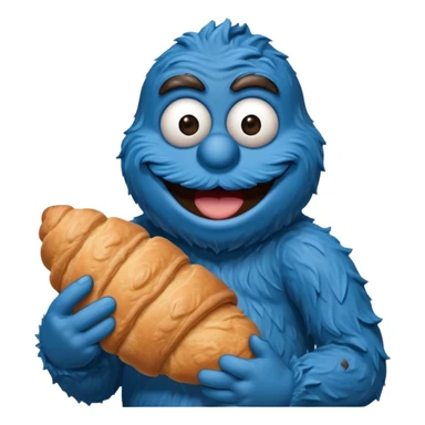 emoji from a french cookie monster with croissant sticker