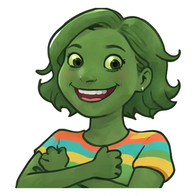 arms crossed holding neck laughing girl sticker