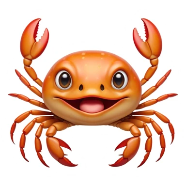 Cinematic Comical Baby Crab Portrait Emoji, Head tilted dramatically with an exaggeratedly shocked expression, featuring a tiny, vibrant carapace with wide, comically expressive eyes full of playful disbelief and miniature, animated pincers, Simplified yet hilariously expressive features, highly detailed, glowing with a slightly sassy coastal glow, high shine, dramatic yet playful, stylized with an air of cheeky seaside mischief, soft glowing outline, capturing the essence of a meme-worthy baby crab that looks ready to pinch its way into viral fame! sticker