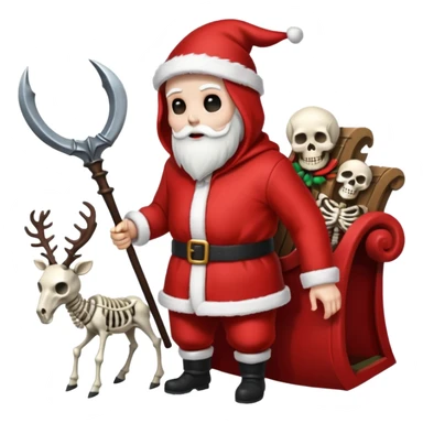 the Grim reaper dressed as Santa.... What gifts would be in his Sleigh.... What would his Sleigh likely look like.... Would the reindeer be skeletons, or ordinary reindeer sticker
