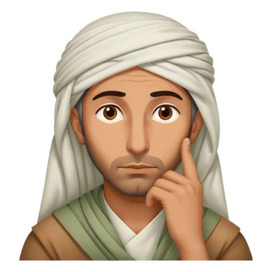 Middle Eastern sage with hand on chin asking himself questions in deep thought sticker