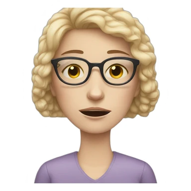 A white woman with glasses crying with her cat sticker