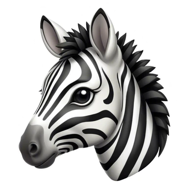Cinematic Cute Zebra Portrait Emoji, Head tilted playfully and inquisitively, featuring a glossy, intricately striped fur of black and white, a refined, horse-like head with a long snout and alert ears, and round, sparkling eyes filled with curious wonder, Simplified yet irresistibly adorable features, highly detailed, glowing with a warm, friendly glow, high shine, affectionate and spirited, stylized with a touch of savannah whimsy, bright and endearing, soft glowing outline, capturing the essence of a mischievous yet loving zebra that feels like it could prance out of the screen and into your arms! sticker