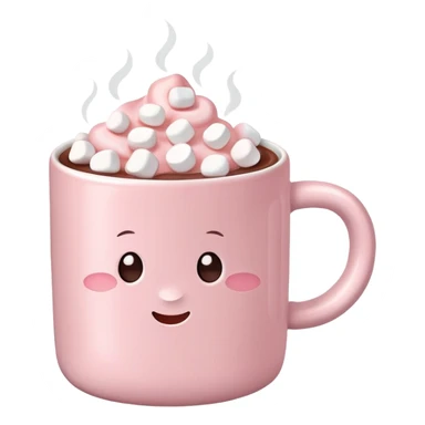 Light Pink mug of hot chocolate with marshmallows  sticker