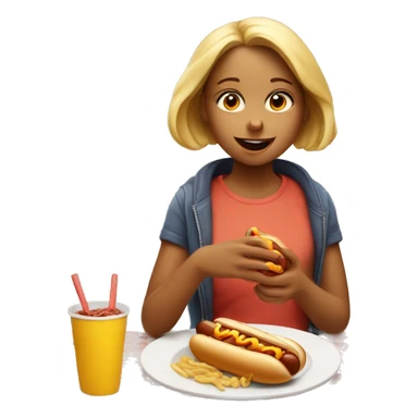Girl eating hotdog at family dinner  sticker
