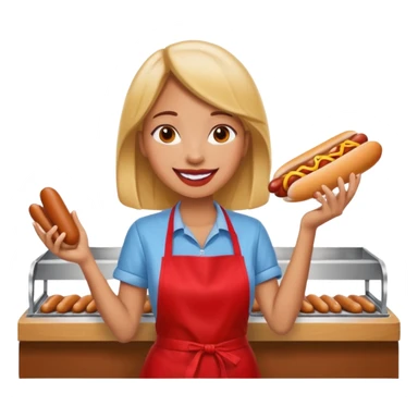 A cheerful woman selling hotdogs sticker