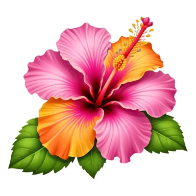 Hibiscus flower that is pink orange & yellow  sticker