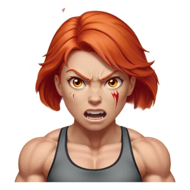burning angry bodybuilder red haired woman sticker
