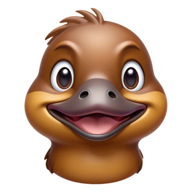 Cinematic Comical Platypus Portrait Emoji, Head tilted dramatically with an exaggeratedly amused expression, featuring a striking, glossy brown fur with a whimsically flat duckbill and wide, expressive eyes full of playful disbelief, Simplified yet hilariously expressive features, highly detailed, glowing with a slightly sassy glow, high shine, dramatic yet playful, stylized with an air of cheeky aquatic mischief, bright and endearing, soft glowing outline, capturing the essence of a spirited and over‐the‐top platypus, so meme‐worthy it feels like it could quack its way into internet fame instantly! sticker