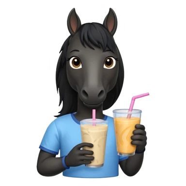 black horse with shirt character holding smoothie sticker
