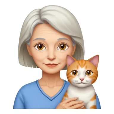 Een oma met een kat sticker