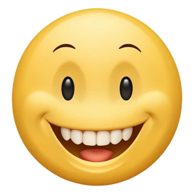 a yellow  smiley face with very long teeth like the trivago guy sticker