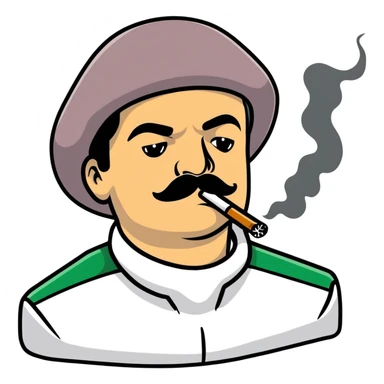 El Chapo Guzman with mustache smoking a marijuana joint sticker