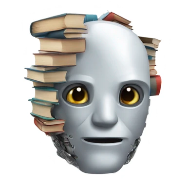 robot head overflowing with books sticker