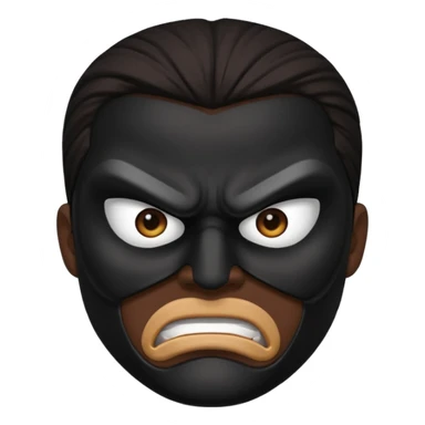 angry ninja face emoji, black mask, intense eyes, furrowed brows sticker