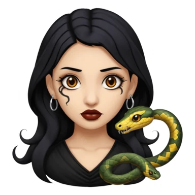 gothic black hair brown eyed brown eyed girl with snake bites and septum piercing  sticker