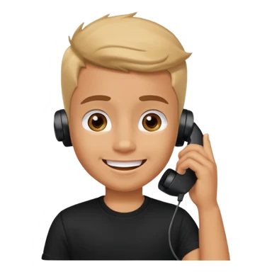generate a pretty tan bratz boy smiling while talking on call. Wearing a black tshirt sticker